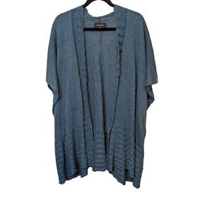 Eskandar Cardigan Open Front 100% Linen Knit Ribbed Beachy Boho One Size